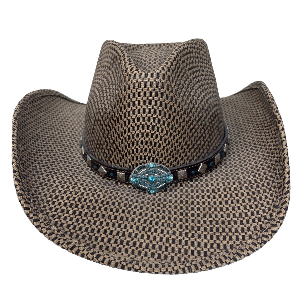Bullhide Collection Straw Cowboy Hat Womens Medium Rhinestones Western Cowgirl